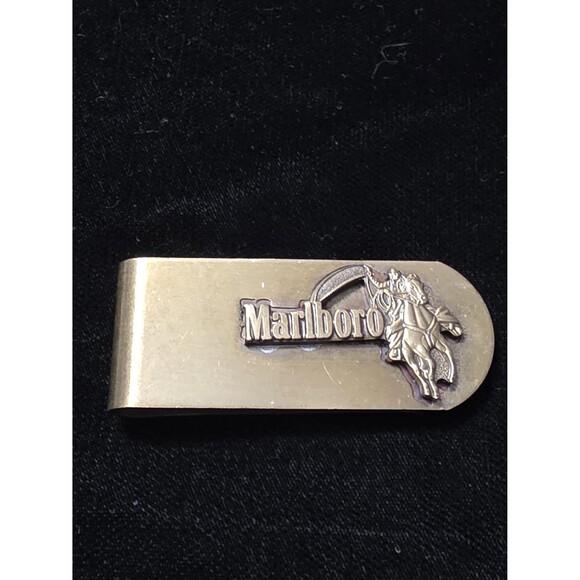 Vintage 70s Brass Marlboro Money Clip Marlboro Man - Picture 1 of 6